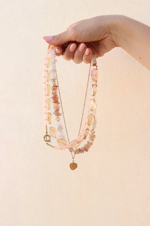 Ketting K.SK.268.1 peachy beads goud - Label Kiki