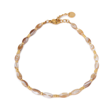 Enkelbandje K.E.55.1 Natural shell goud - Label Kiki