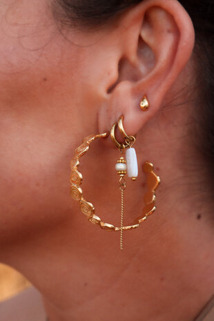 Oorbel per stuk K.SH.406.1 Cloudy hoop goud - Label Kiki