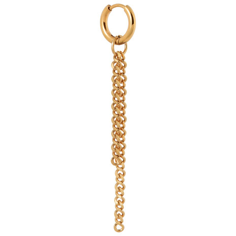 Oorbel per stuk K.SH.410.1 Double long chain goud - Label Kiki