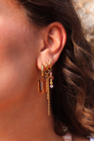 Oorbel per stuk K.SH.410.1 Double long chain goud - Label Kiki