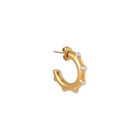 Oorbel per stuk K.SH.424.1 Round of pearls hoop goud - Label Kiki