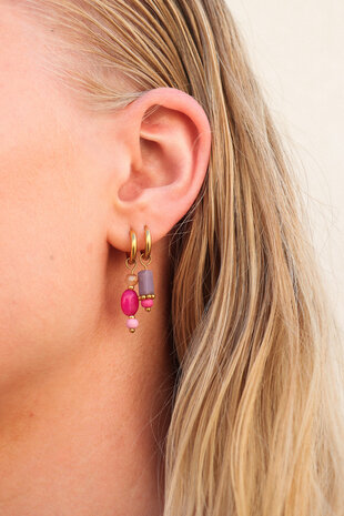 Oorbel per stuk K.SH.413.1 Ibiza pink goud - Label Kiki