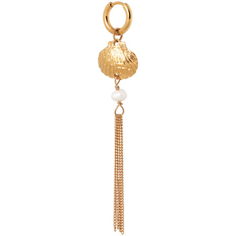 Oorbel per stuk K.SH.415.1 Long shell goud - Label Kiki