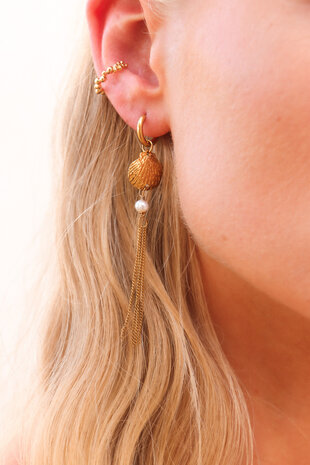 Oorbel per stuk K.SH.415.1 Long shell goud - Label Kiki