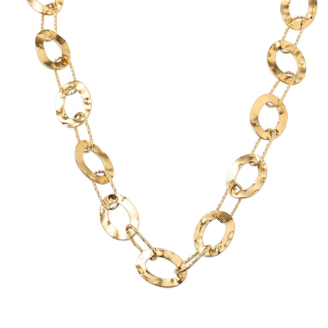 Ketting N61470-2 platte ovale rondjes goud - Day&Eve