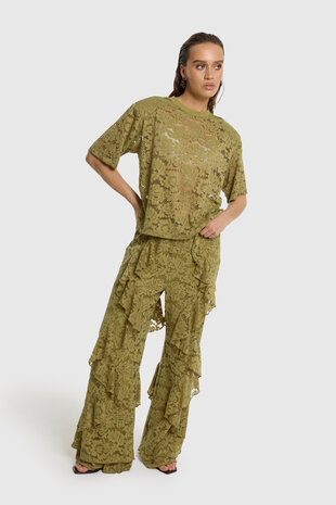 Broek van kant Aya groen - Refined Department
