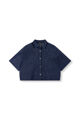 Denim top oversized Adeline donkerblauw - Refined Department