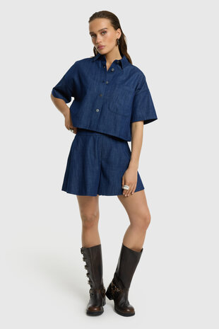 Denim short Cindy donkerblauw - Refined Department