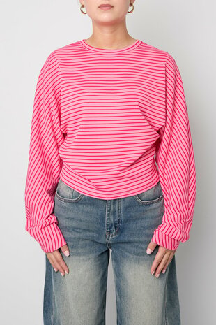 Longsleeve top gestreept rood roze