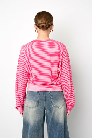 Longsleeve top gestreept rood roze