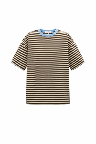 T-shirt gestreept bruin blauw