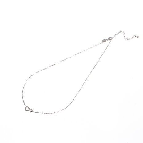 Ketting N61572-1 twee hartjes zilver - Day&Eve