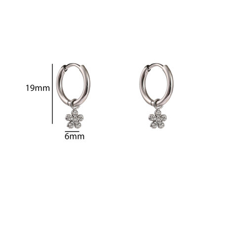 Oorbellen E61557-1 bloemetje met steentjes zilver - Day&Eve