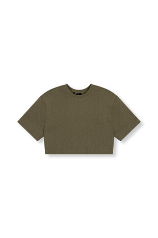 Cropped t-shirt Angie army groen - RefinedDepartment