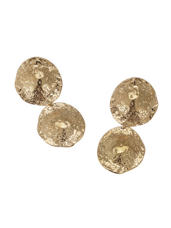Oorbellen hangers bewerkte rondjes goud - Rose&Camellia