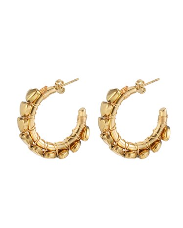 Oorbellen hoops met hartjes op hoop goud - Rose&Camellia
