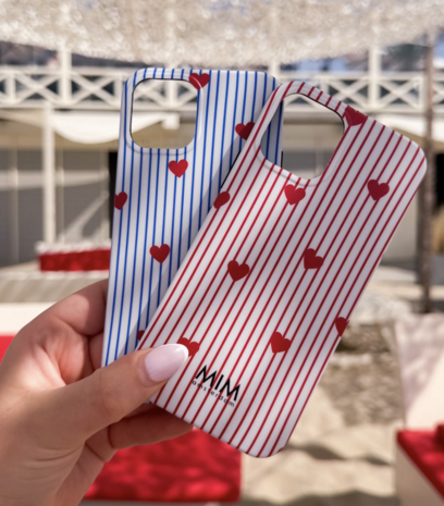 Telefoonhoesje Iphone Amour stripes red - Mim Amsterdam