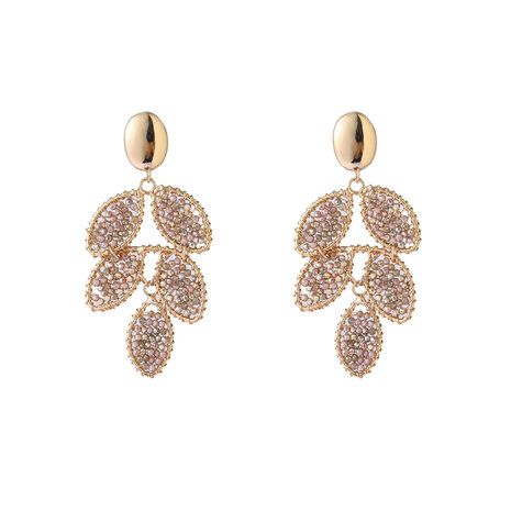 Oorbellen E65066-2 blaadje kraaltjes champagne goud - Day&Eve