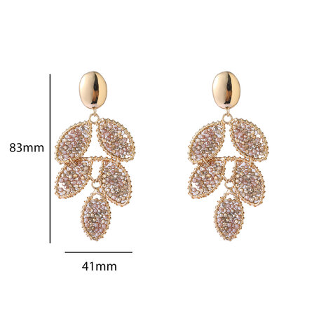 Oorbellen E65066-2 blaadje kraaltjes champagne goud - Day&Eve