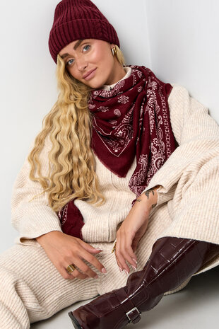 Gebreide muts bordeaux rood