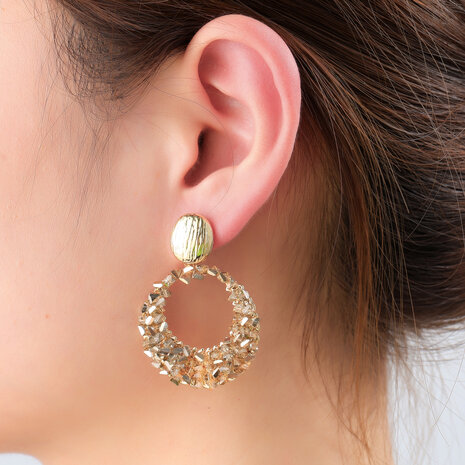 Oorbellen E65079-4 rond kraaltjes goud - Day&Eve