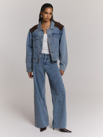 Wide leg jeans LUXI met suede zakken - Refined  Department