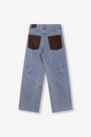 Wide leg jeans LUXI met suede zakken - Refined  Department