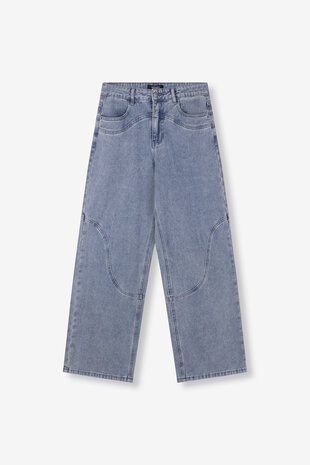 Wide leg jeans LUXI met suede zakken - Refined  Department