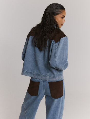 Denim jasje LEXI met suede details - Refined Department