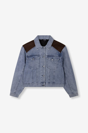 Denim jasje LEXI met suede details - Refined Department