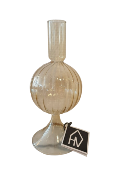 Kandelaar glas amber 8x18cm - HouseVitamin Kandelaar glas amber 8x18cm - HouseVitamin