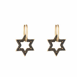 Oorbellen E1729-2 hoop star black stones - Day&Eve
