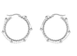 Oorbellen E2787-1 hoop ball chain zilver - Day&Eve