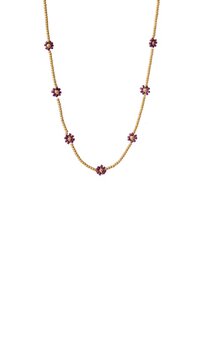 Ketting N2342-8 seven flowers purple goud - Day&Eve Ketting N2342-8 seven flowers purple goud - Day&Eve