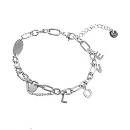 Armband B3232-1 love charms zilver - Day&Eve Armband B3232-1 love charms zilver - Day&Eve
