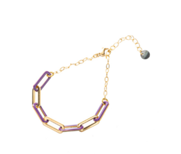 Armband B2822-4 Enamel chain link purple goud - Day&Eve Armband B2822-4 Enamel chain link purple goud - Day&Eve
