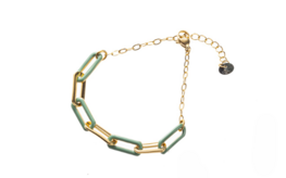Armband B2822-5 Enamel chain link sage goud - Day&Eve Armband B2822-5 Enamel chain link sage goud - Day&Eve