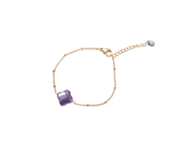 Armband B2826-6 stone clover amethyst goud - Day&Eve Armband B2826-6 stone clover amethyst goud - Day&Eve