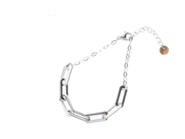 Armband B2822-1 Enamel chain link zilver - Day&Eve Armband B2822-1 Enamel chain link zilver - Day&Eve