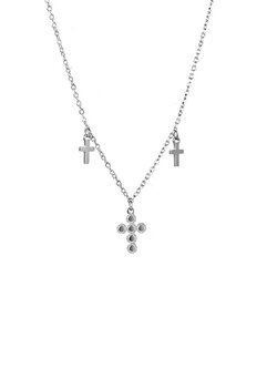 Ketting N2818-1 enamel crosses zilver - Day&Eve
