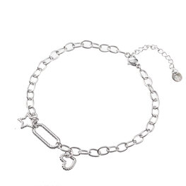Enkelbandje A3231-1 heart+star zilver - Day&Eve Enkelbandje A3231-1 heart+star zilver - Day&Eve
