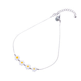 Enkelbandje A3374-2 daisies zilver - Day&Eve Enkelbandje A3374-2 daisies zilver - Day&Eve