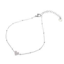 Enkelbandje A3242-1 sparkly heart zilver - Day&Eve Enkelbandje A3242-1 sparkly heart zilver - Day&Eve