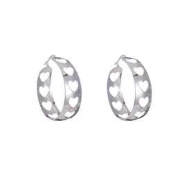 Oorbellen E3328-1 open hearts creole zilver - Day&Eve Oorbellen E3328-1 open hearts creole zilver - Day&Eve