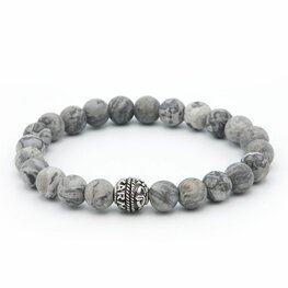 Armband Matt Crazy Silver 8mm/21cm - Karma Him Armband Matt Crazy Silver 8mm/21cm - Karma Him