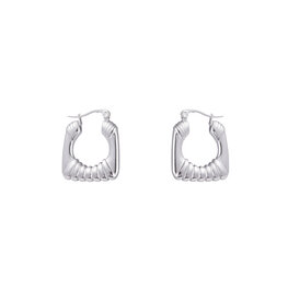 Oorbellen E3235-1 big square ring zilver - Day&Eve Oorbellen E3235-1 big square ring zilver - Day&Eve