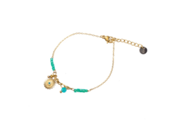 Armband B2873-3 sun bracelet turquoise goud - Day&Eve Armband B2873-3 sun bracelet turquoise goud - Day&Eve