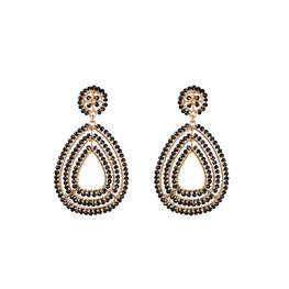 Oorbellen E3002-06 3 line beads drop black - Day&Eve Oorbellen E3002-06 3 line beads drop black - Day&Eve