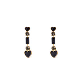 Oorbellen E3579-1 Heart drop stone black/grey - Day&Eve Oorbellen E3579-1 Heart drop stone black/grey - Day&Eve